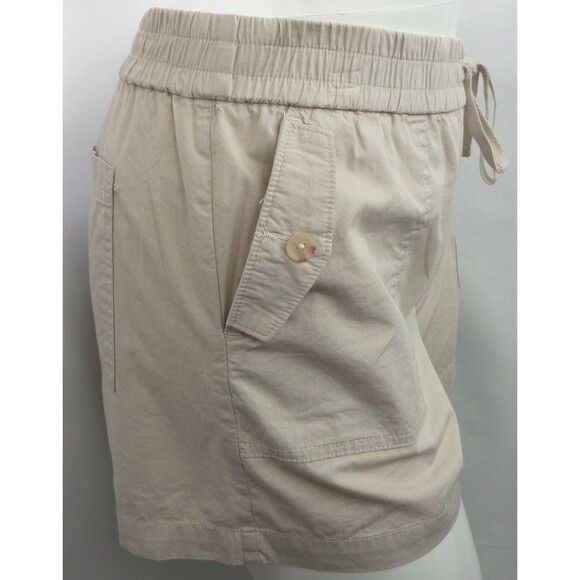 LOFT BEIGE DRAWSTRING BOHO SUMMER LOUNGE COTTON CLASSIC SHORTS SZ: M NWT - Picture 3 of 4